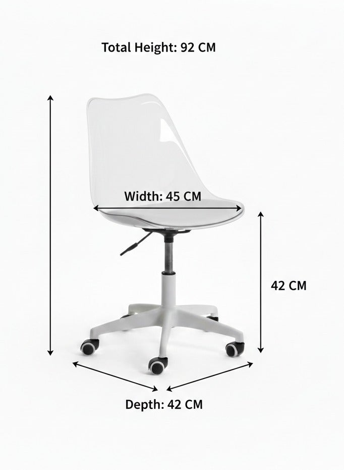TarafCom Modern transparent acrylic office chair with padded seat and caster base - Image 5